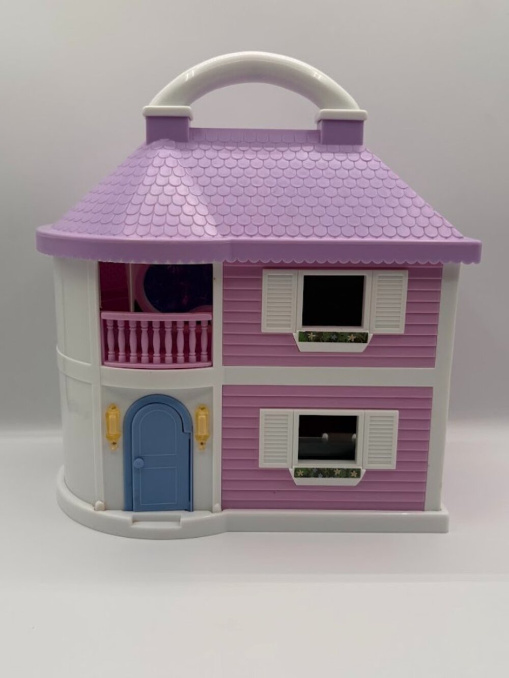 Vintage Blue-Box Toys Portable Dream House Doll House Furnished Lights Up